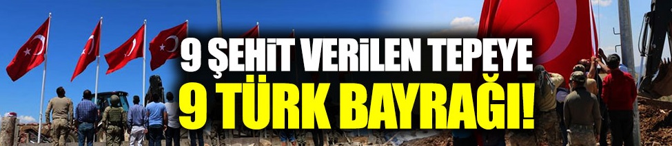 9 Şehit verilen tepeye 9 Türk bayrağı