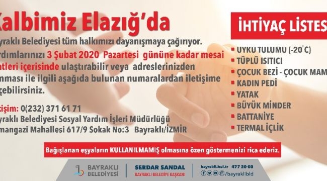Bayraklı'da depremzedelere destek kampanyası