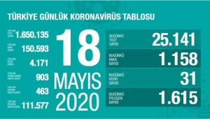 Türkiye'de corona virüsten son 24 saatte 31 can kaybı