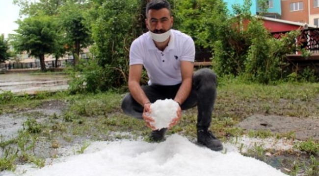 Ardahan'a dolu yağdı