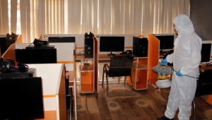 Ödemiş’te internet kafeler ve oyun salonları dezenfekte ediliyor