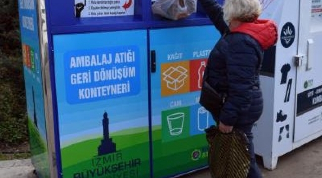 Ambalaj atıkları için geri dönüşüm konteynerleri yerleştiriliyor