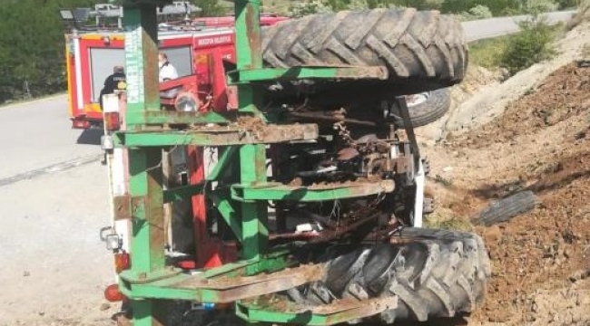 traktör devrildi: 1 yaralı