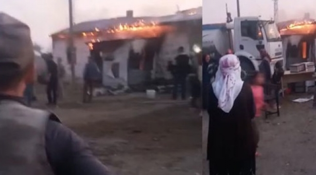Çıkan yangında bir ev kül oldu