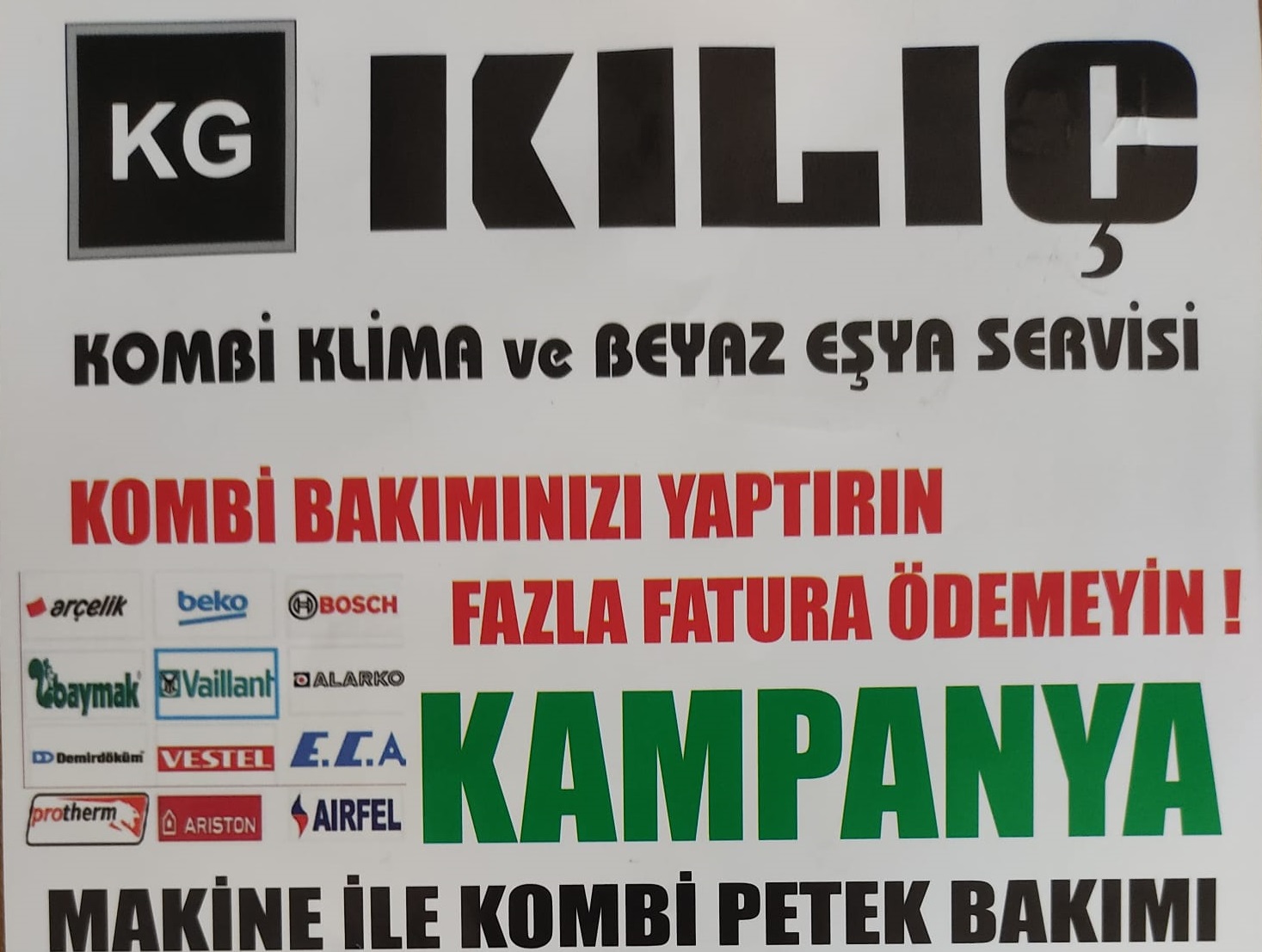 Kılıç Kombi Klima Beyaz eşya servisi Buca