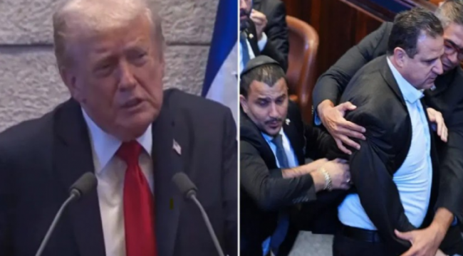 İsrail Parlementosu'nda Trump'a 'soykırım' protestosu