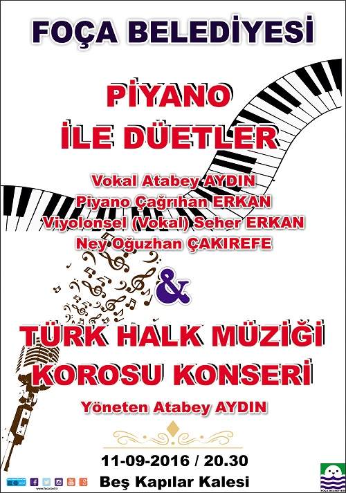 FOÇA’DA, PİYANO İLE DÜETLER & TÜRK HALK MÜZİĞİ KONSERİ